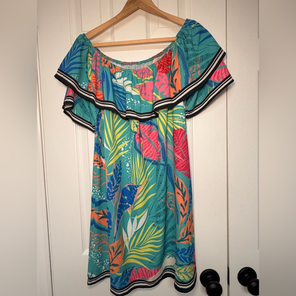 ✨ Flying Tomato Off Shoulder Tropical Multicolor Boho Dress | Women’s Medium ✨ - Picture 3 of 7